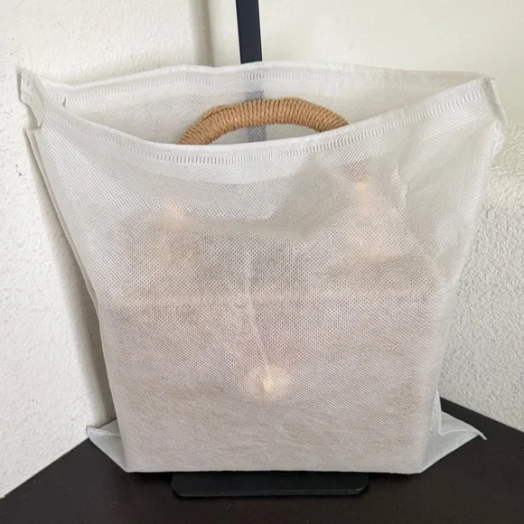 Urban Expressions Woven Mini Top-Handle Bag in Natural Tan with Gold Hardware. - Picture 11 of 11